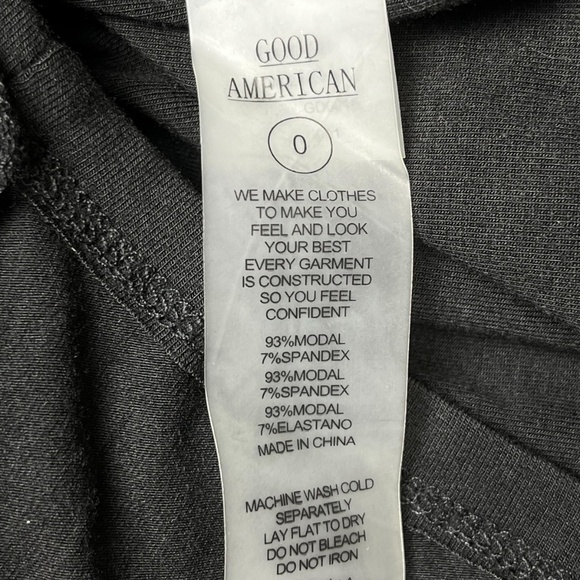 Good American The Low Down Mini Dress Black Ruched Knit Bodycon Size 0 / XS - Picture 5 of 7